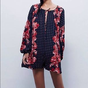 Free People Sunset Boulevard Black Floral Romper